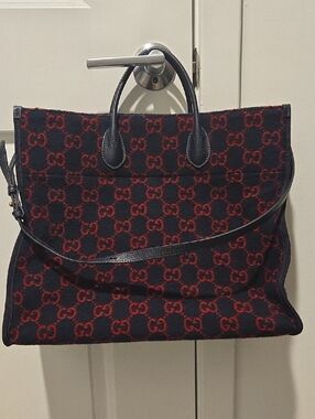 Gucci Black and Red GG Jacquard Tote